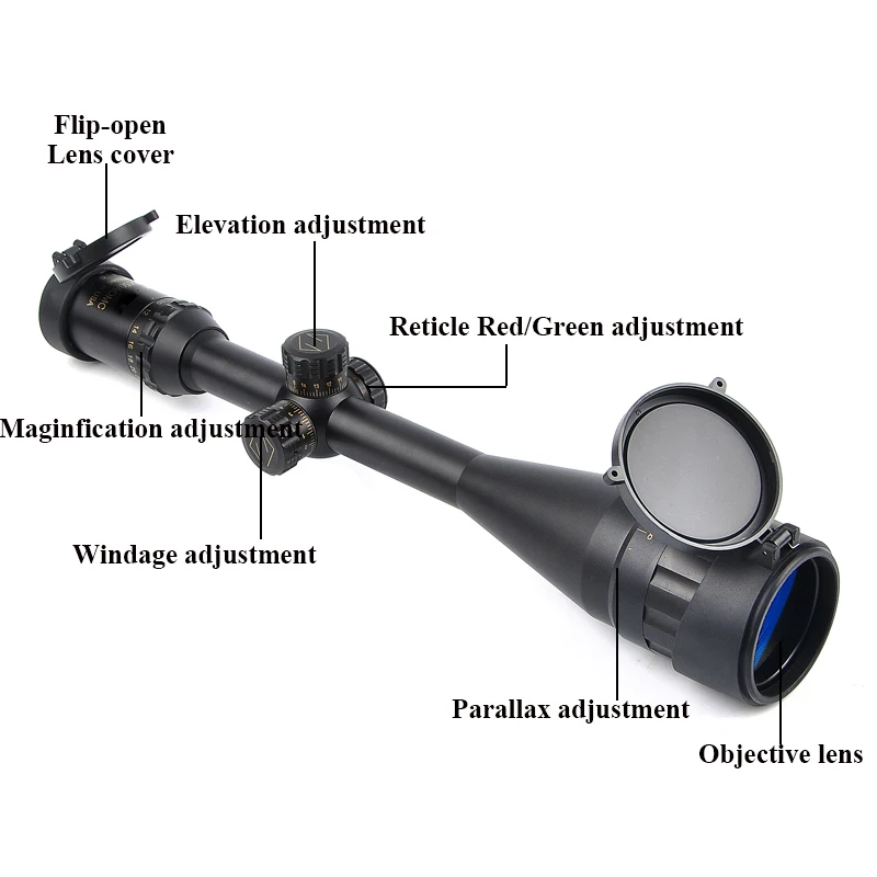 6-24X50 Золотая маркировочная оптика Riflescope красный и зеленый Retical волоконно-оптический прицел винтовка охотничьи прицелы