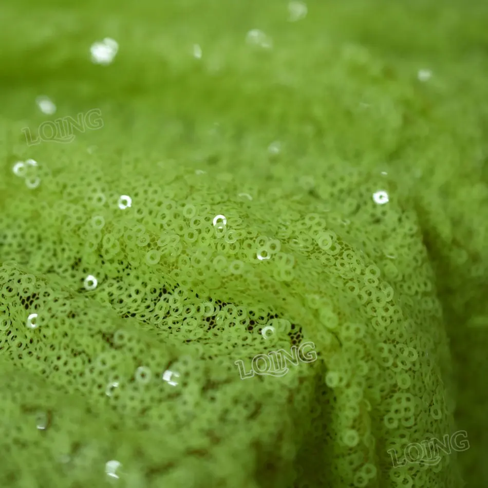 neon green sequin fabric-012