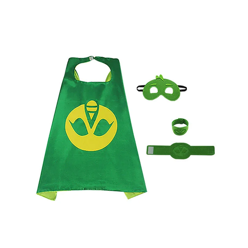 Pj Masks Costume Kids Catboy Owlette Gekko Cape With Masks Wristband Cartoon Superhero Cloak Cape Carnaval Costumes For Kids (4)