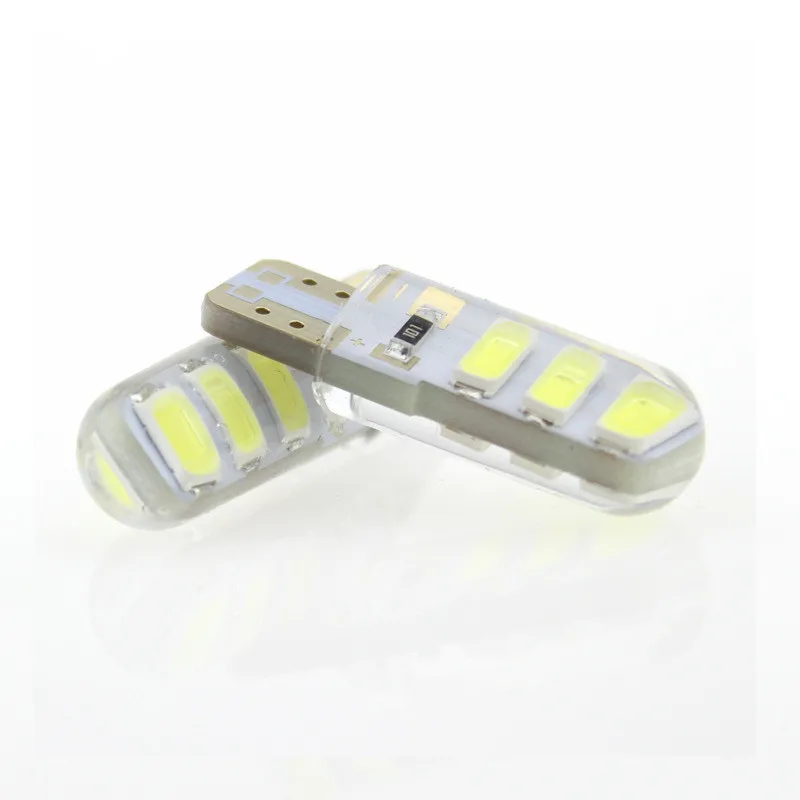 100x Автомобильный светодиодный T10 194 W5W DC 12V Canbus 6SMD 5050 силиконовый корпус светильник