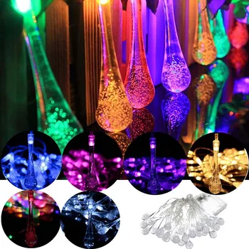 

20 LED Solar Powered Water Drop String Lights 8 Modes Waterproof LED Fairy Light Wedding Party Festival Outdoor Indoor Decor