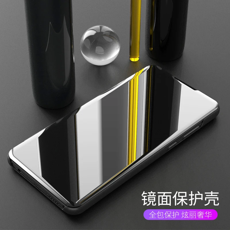 

Business Flip Stand Case For Huawei Honor 8x /8X Max Hard Cover Kickstand Mirror Full View Window Fashion Luxury Leather