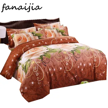 

3D bedding sets 4 PCS comforter bedclothes duvet cover set winter bedsheet queen king size Bedlinen flower print HomeTextiles