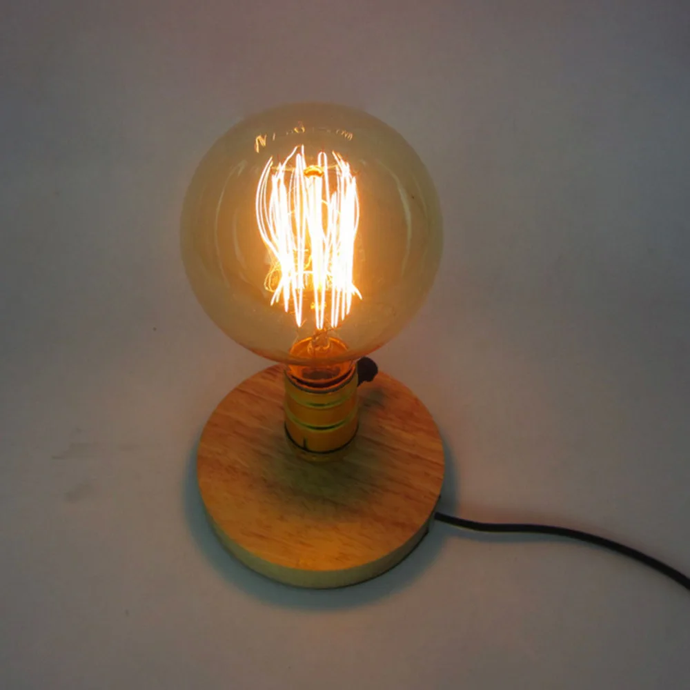 Vintage Loft Table Lamp E27 Edison Bulb Light Bedroom Study Room Kitchen Led Bedside Lamp Indoor House Little Wood Table Lamp Led Table Lamps Aliexpress