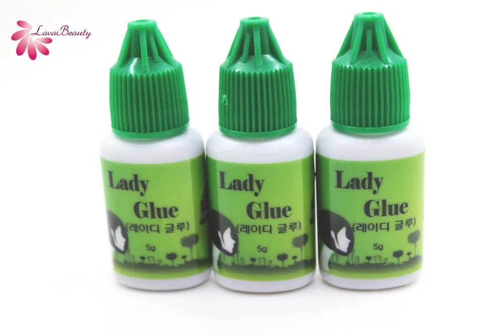 

Free shipping 1pc eyelash extensions glue lady glue green cap 5g/bottle No Sealed Bag low irritation fast dry