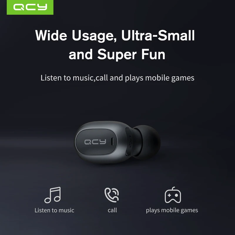 Мини наушники QCY qm1 mono невидимые Беспроводные Bluetooth 5 0 с шумоподавлением гарнитура