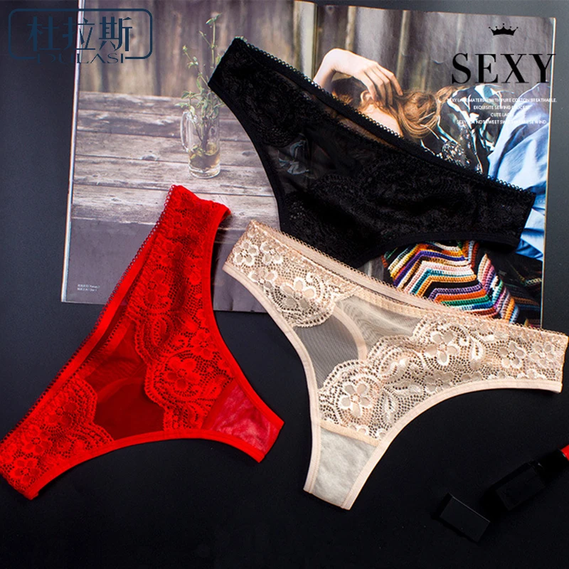 Women Sexy Lace Transparent Thong Panties Low Waist Cotton Crotch Briefs For Girls Soft Breathable Undearwear G-String DULASI Women Sexy Lace Transparent Thong Panties Low Waist Cotton Crotch Briefs For Girls Soft Breathable Undearwear G-String DULASI