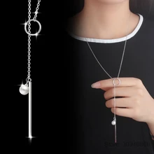 Уникальный 925 пробы, Серебряный круг, простая лента, подвеска, ожерелья, регулируемая цепочка, ожерелья для женщин, свадьба, LN0194