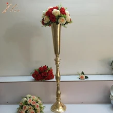100 см высота золотая металлическая ваза для цветов подставка для свечи Свадебная Центральная события дорога привести вечерние украшения дома 10 шт/партия