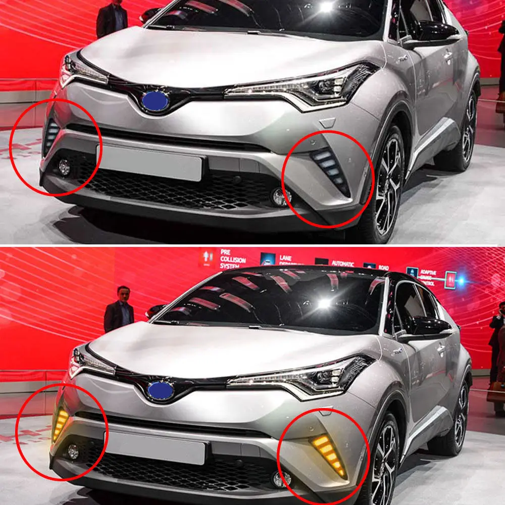 2 шт. ABS ходовой свет белый/желтый светодиодный яркий источник света для Toyota CHR C-HR аксессуары для стайлинга автомобилей