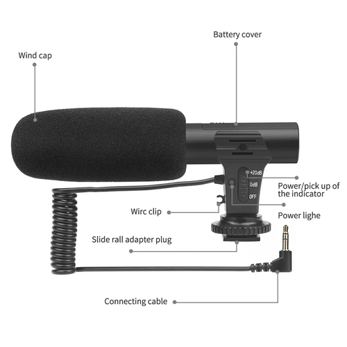 SHOOT 스테레오 캠코더 마이크, DSLR 카메라 마이크, 니콘 캐논 소니 삼성 DSLR 카메라, 샤오미 8 아이폰 X용 2