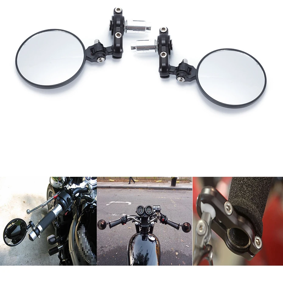

Universal Motorcycle Mirror Aluminum Back View Side Rearview Mirrores Fits 8/7" 22mm Handlebar Ends Motorbike Mirror