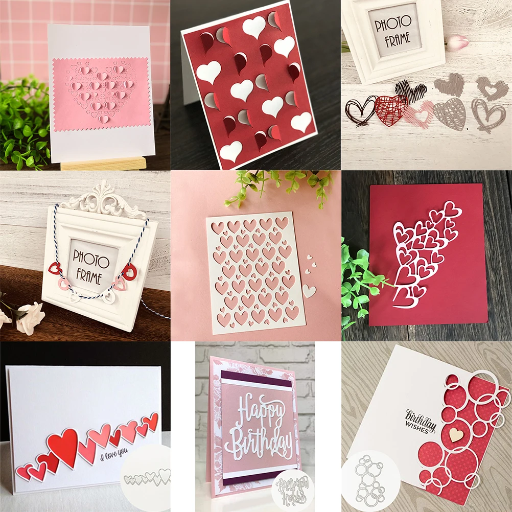 Heart With Heart Love Cutting Dies Scrapbooking Metal For DIY Decorations Embossing Art Paper Cards Decorative Various Styles
