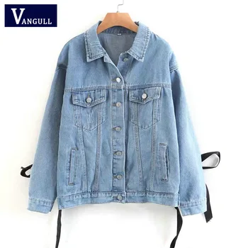 

Women's Jacket 2019 Spring and Autumn New Korean Version of The Large Size Loose Straps Denim Jacket