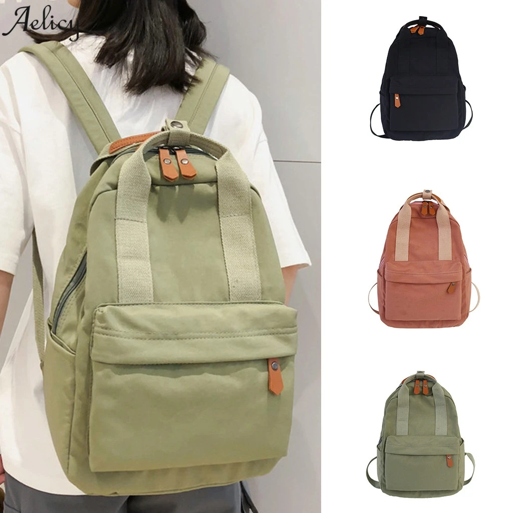 

Women Waterproof Nylon Backpack Solid Campus School Backpack Women Girl Shoulder Travel Bags College Shoulder Bag Backpack
