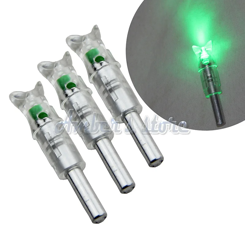 6 pieces / lot Automatically Lighted Green Led Arrow Nocks For Aluminum