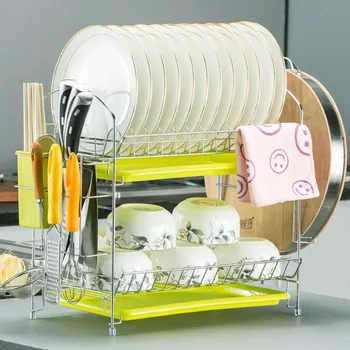 

2 Tier Dish Drainer Rack For Drying Dishes Organizer For Kitchen Supplies Dish Table Stand For Cutlery Stand For Cutting Boards