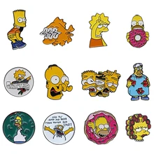 Alfileres esmaltados, broche de regalo con personaje de dibujos animados Lisa Homer Jay Kirk para chico y amigo, bolsa creativa para ropa, joyería