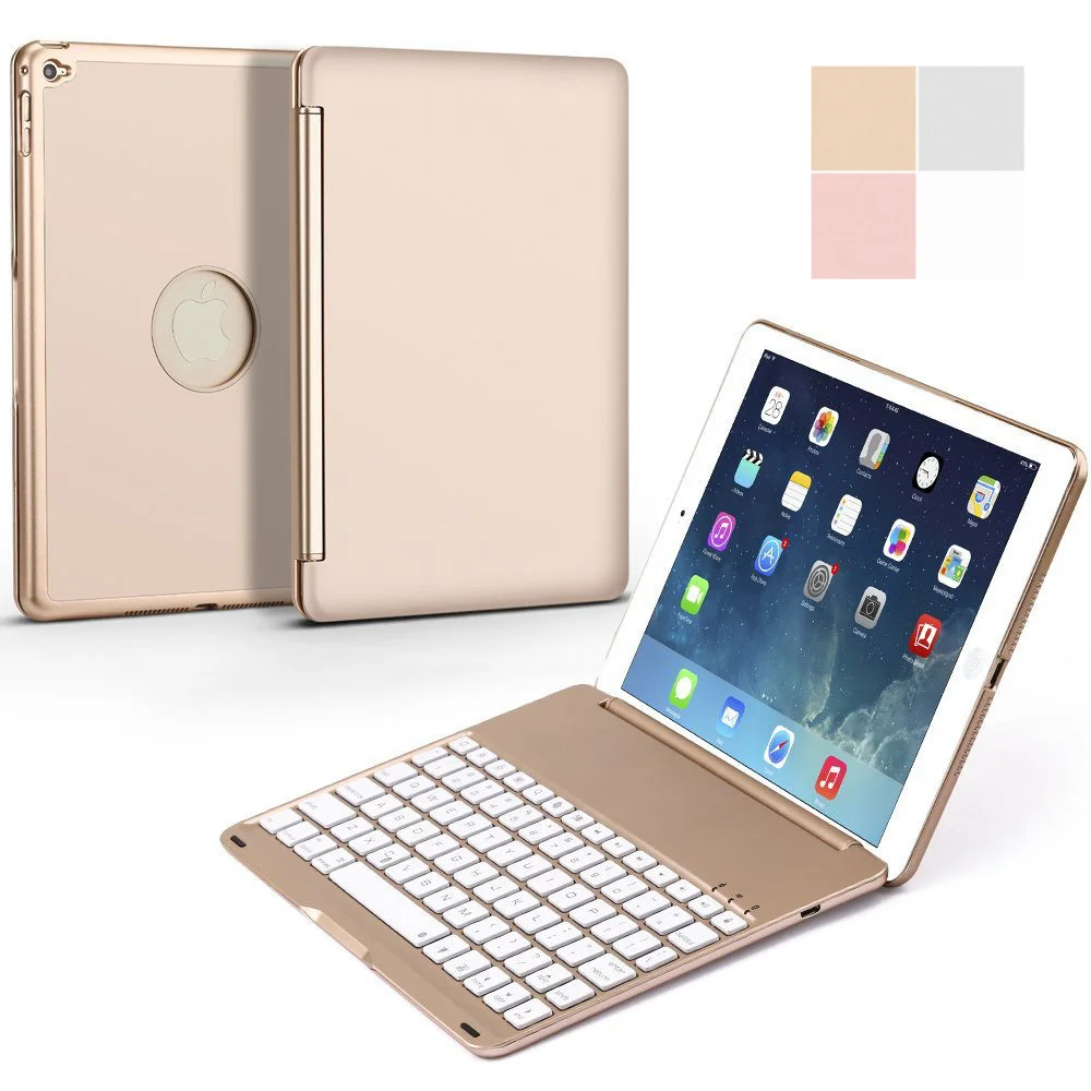 para Ipad Mini Teclado de Alumínio sem Fio Bluetooth da Tampa do Case 2 em 1 7 Cores Led Retroiluminado Backlight Fino Clamshell Inteligente 2 – 3 4 5