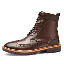Ruideng Шерсть Мужская Зимняя обувь сапоги теплые из натуральной кожи ручной работы Мужские зимние сапоги ботильоны на высоком каблуке на шнуровке модные мужские ботинки