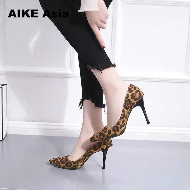 2019 Women Pumps Leopard Zebra Pattern Pointed Toe Thin Heels Shoes Woman Platform Designer Luxury Zapatos De Mujer