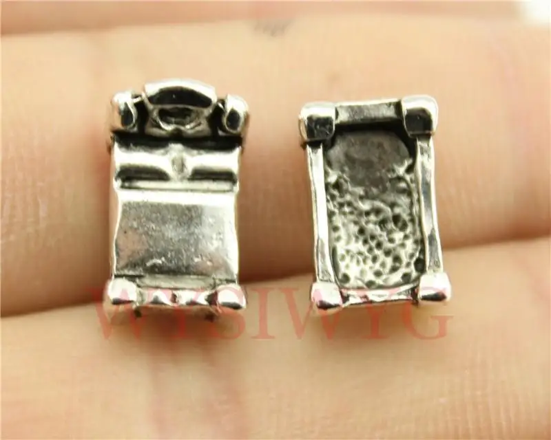 WYSIWYG 3pcs 13x8mm 3D Bed Charm Pendants For Jewelry Making Antique Silver 3D Bed Pendants Charm 3D Bed