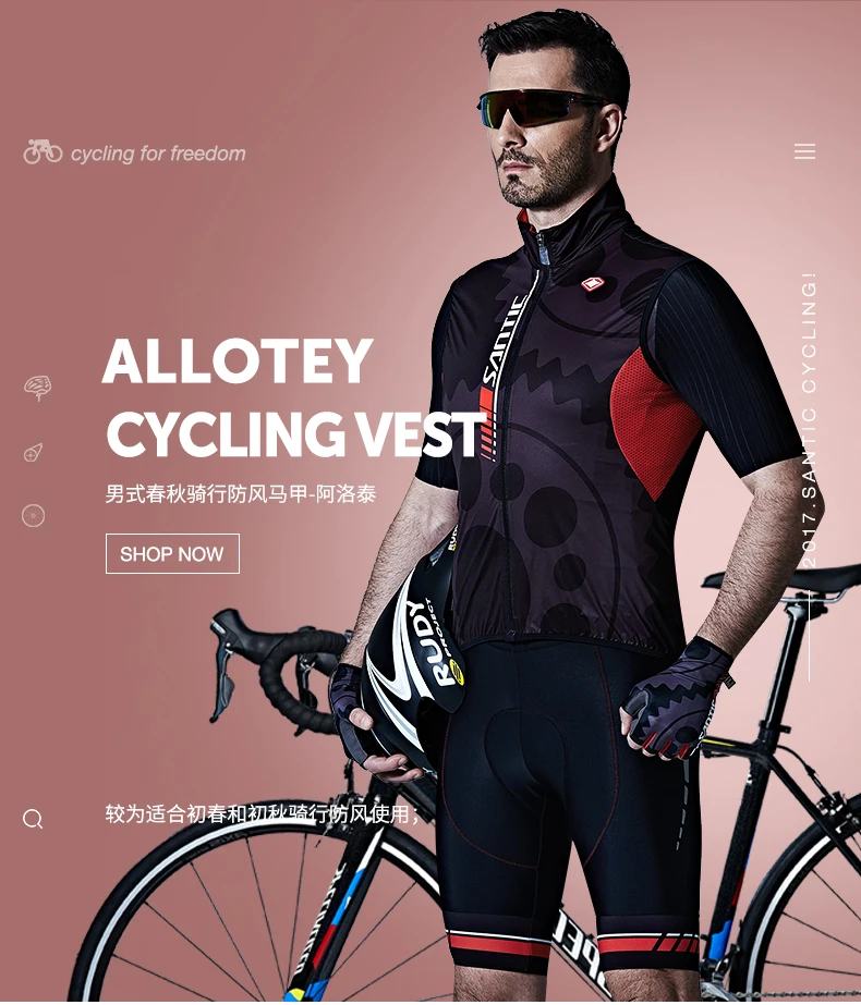 Santic Велоспорт жилет ветрозащитный жилет для мужчин без рукавов Велоспорт куртка анти-пот сухой MTB дорожный Велоспорт одежда Ciclismo