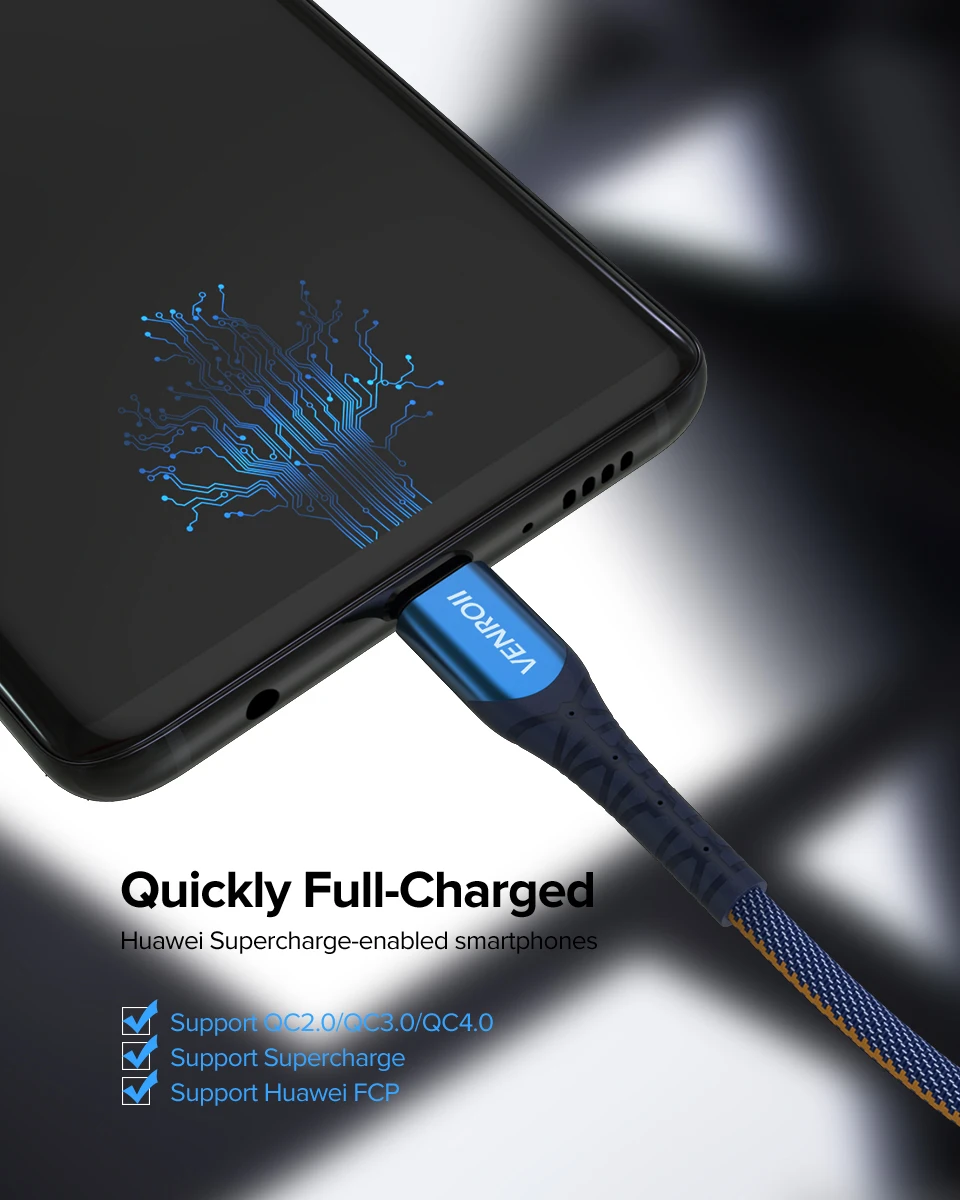 Venroii кабель usb type C 5A Supercharge для huawei P20 P30 mate 20 Pro Quick Charge 3,0 Быстрая зарядка кабель usbc для Honor 20 10