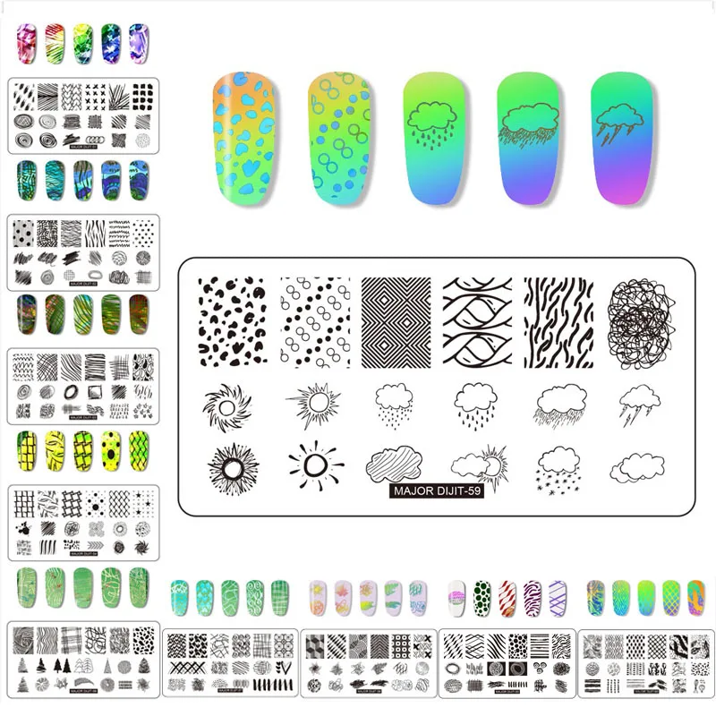

Rectangle Geometry Lines pattern Nail Stamping Plates Stainless Steel Nail Art Image Template For DIY Stamping
