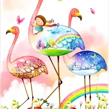 Деревянные головоломки 500-1000 штук взрослые "Антистресс" мультфильм животных фламинго и девочка детская развивающая игрушка подарок на день рождения