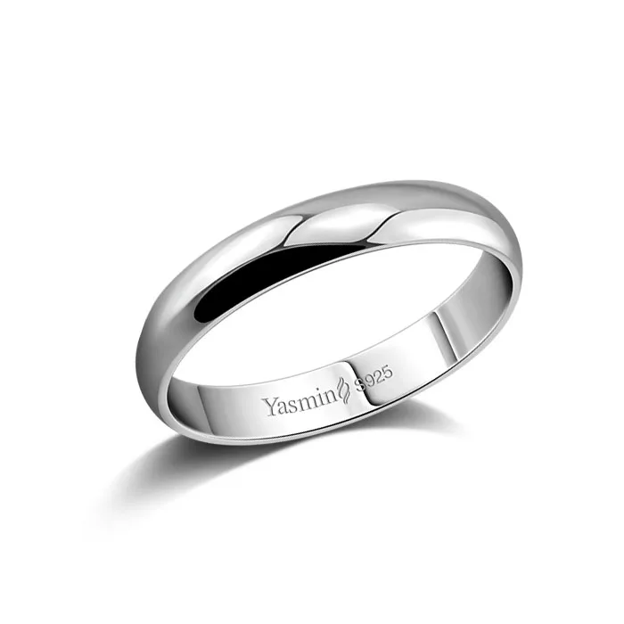 Simple marriage engagement ring. Solid 925 silver couple ring. Woman or man single ring. Wholesale sterling silver jewelry