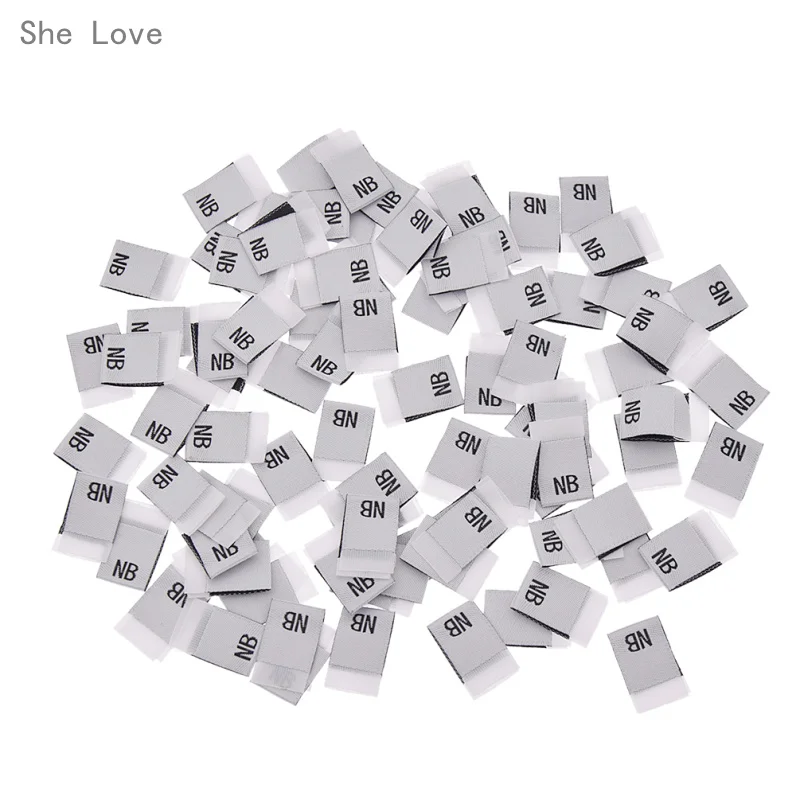 SIZE TAGS XS S M L XL 50 PCS WOVEN CLOTHING LABELS BLACK 10pcs each size