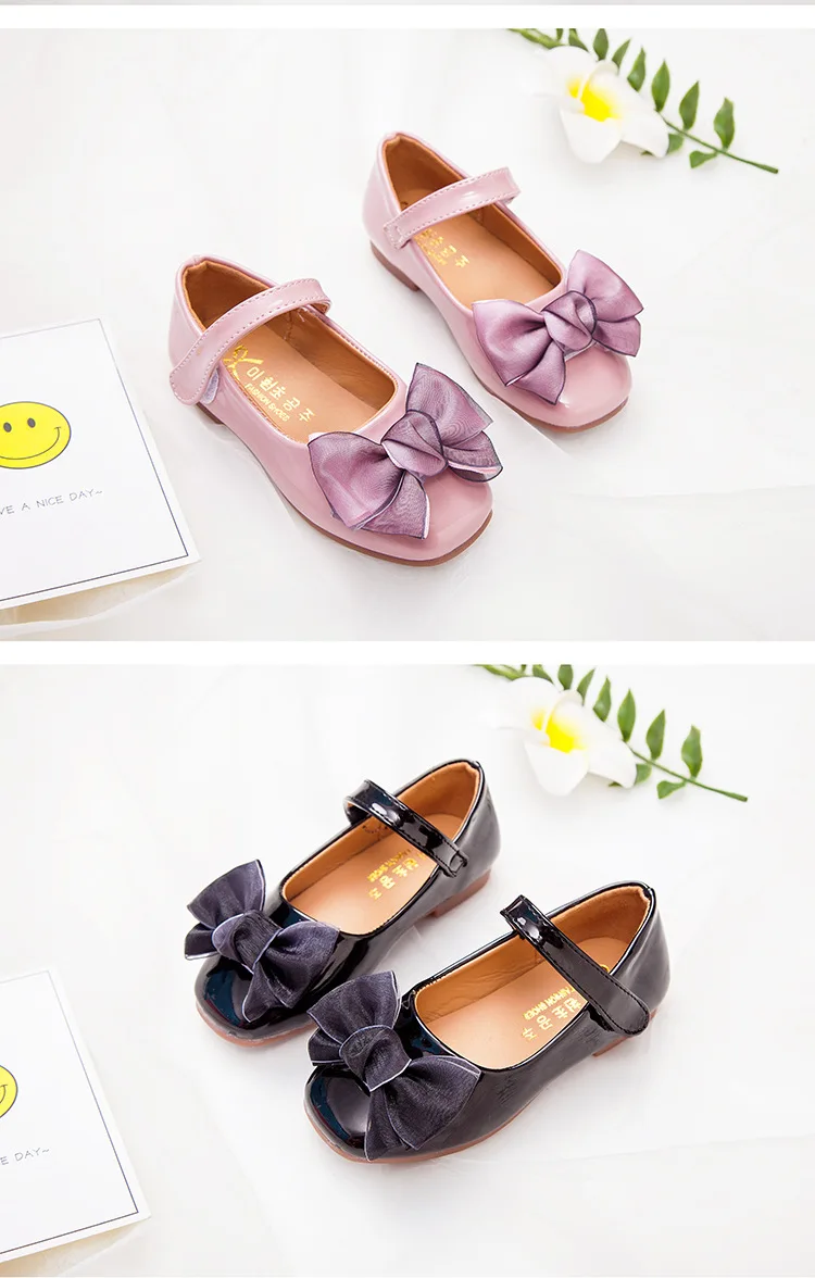 leather girl in boots Spring Autumn bowknot Girls Princess Shoes For Kids Black Leather Shoes For Student Shoes Girls Black Pink Red 3 4 5 6 7 8-15T leather girl in boots
