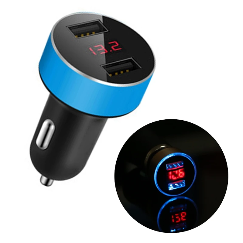 Новое универсальное USB Автомобильное зарядное устройство двойной USB порт адаптер зарядное устройство светодиодный дисплей Вольтметр ток для планшета мобильного телефона