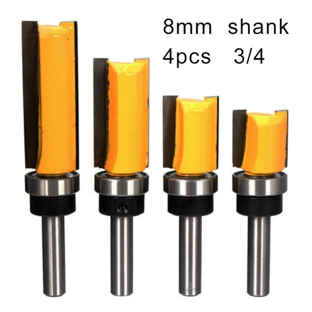 

4pcs/set 8mm Shank Trimming Router Copy Milling Cutter Straight Bit Rod Milling Cutter