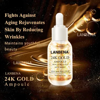 

24K Gold Ampoule Serum Essence Anti Wrinkle Anti Aging Fine Lines Moisturizing Whitening Firming Face Cream Skin Care