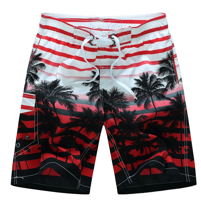 Новинка, летние мужские пляжные шорты, быстросохнущие, с принтом "кокосовое дерево", эластичная резинка на талии, 4 цвета, M-6XL, Прямая поставка, AYG219