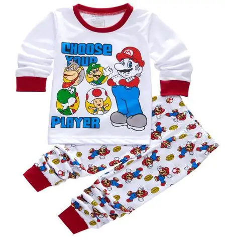 

New kids pijama infantil sleepwear home clothing cartoon cotton Baby pijama 2-7Y kids girls boys pajamas sets Mario pyjamas