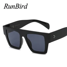 RunBird, плоский верх, большие квадратные солнцезащитные очки для женщин, фирменный дизайн, украшение, градиентные оттенки, черные, красные солнцезащитные очки для мужчин, 5357