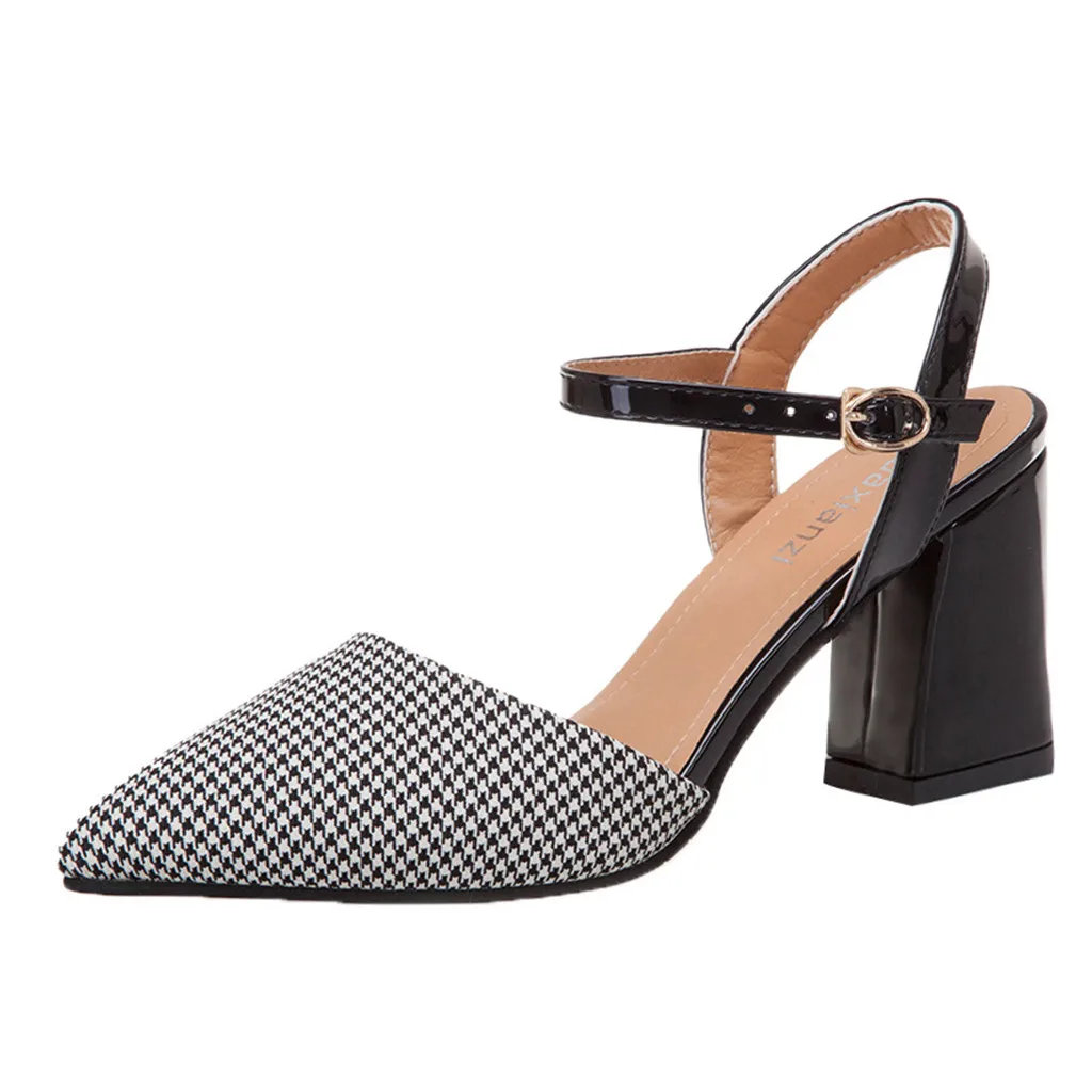 

SAGACE Women's Pointed Toe Buckle Strap Sandals Fashion Wild Thick Heel Sexy High Quality Outsid Ladies Shoes 2019