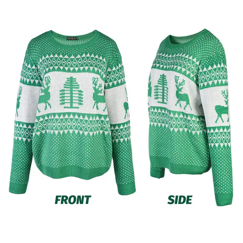 Patterns Reindeer Ugly Christmas Knitted Sweater Pullover 2019 Winter New Women Long Sleeve O-neck Jumper Knitwear Casual Female