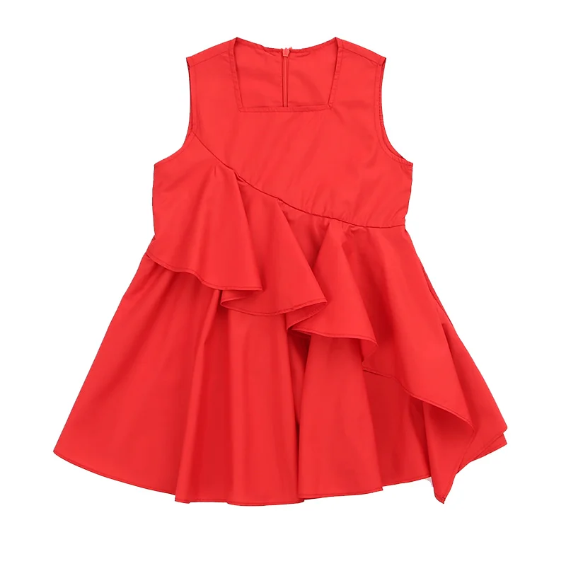 Платья для девочек 2018 новое платье принцессы симпатичная одежда для девочек красного цвета без рукавов с принтом для маленьких девочек