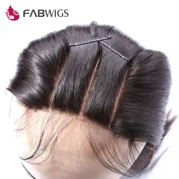 Fabwigs Brazilian Silky Straight Lace Closure with Baby Hair Bleached Knots 100% Human Remy Hair Closures Freeshipping