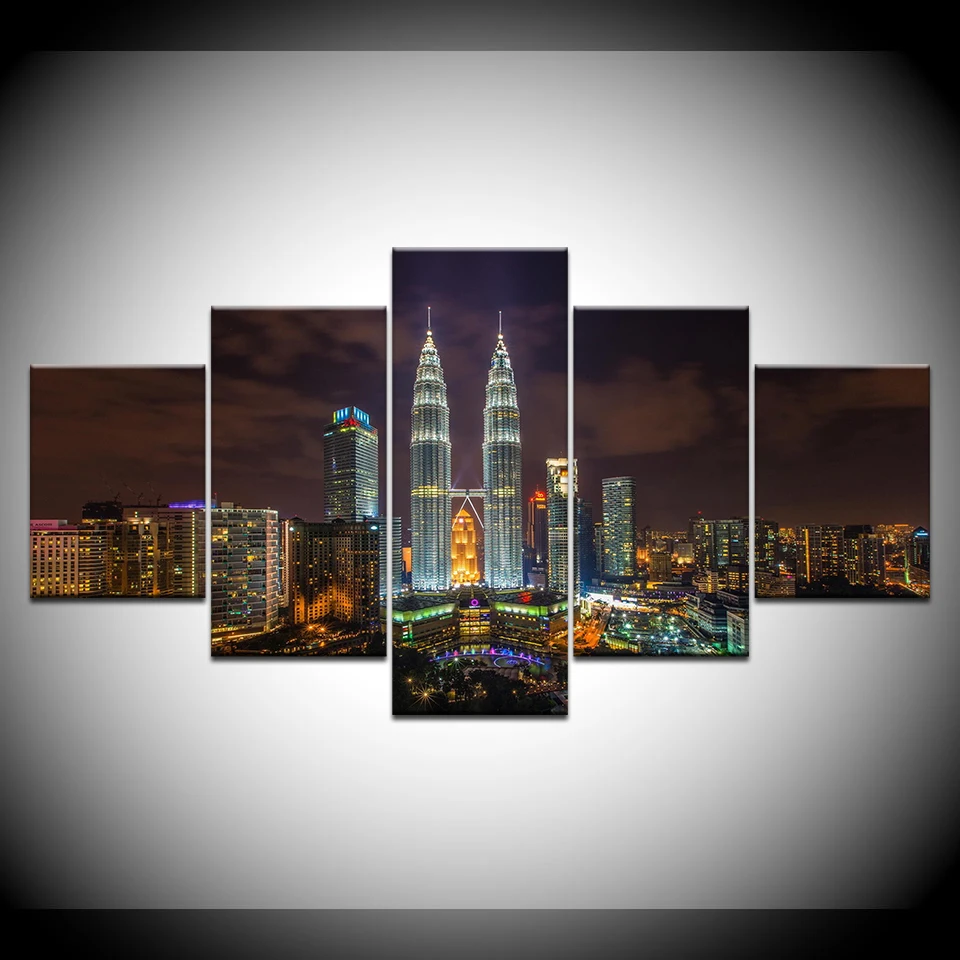Beautiful Malaysia Petronas Twin Towers Commercial Cityscape HD Canvas