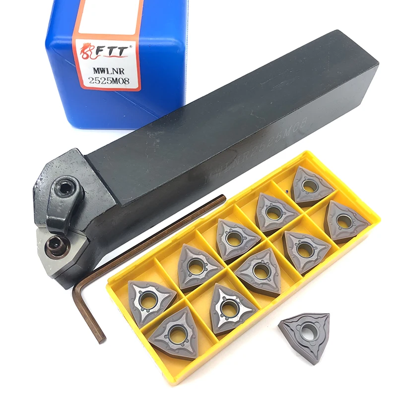 

11pcs WNMG080408 Inserts Set External Holder Turning Tool Cutting Carbide Insert 1pcs MWLNR2525M08 150mm For Lathe
