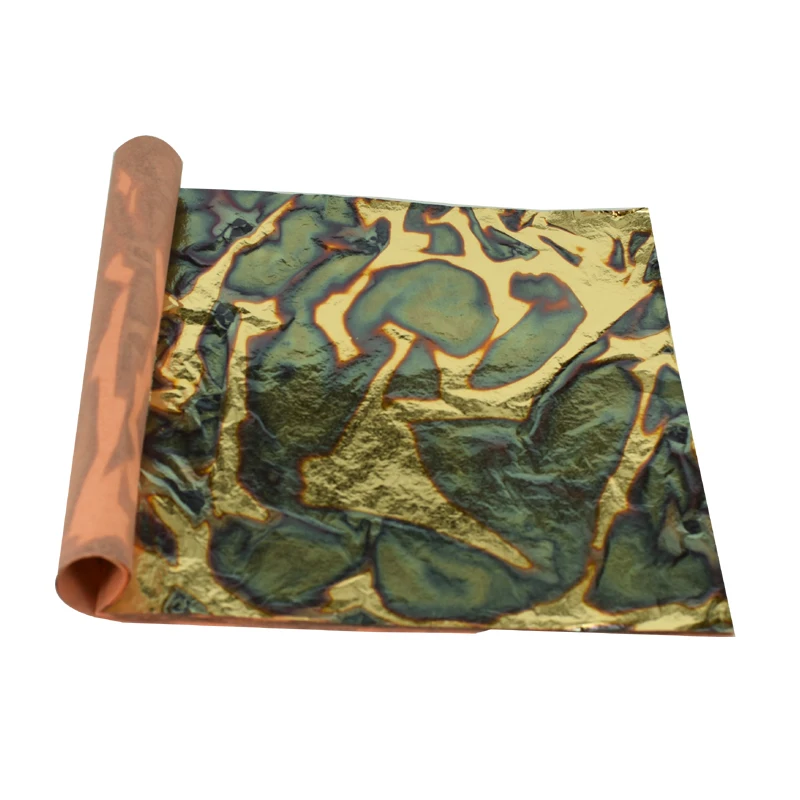 

Green variegated Imitation gold foil leaf - colorful gilding gold foil sheet - 25 sheets per booklet size 14x14 cm