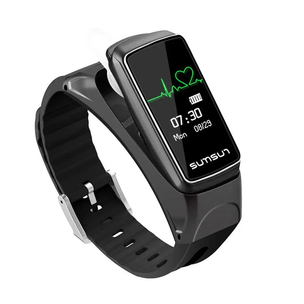 

Earphone Smart Wristband Heart Rate Monitor Alarm Sport Bluetooth Date Music Earphone Smart Wristband Heart Rate