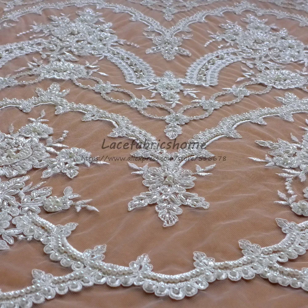 Новое модное очень тяжелое платье цвета слоновой кости с бусинами кружевное 130 см