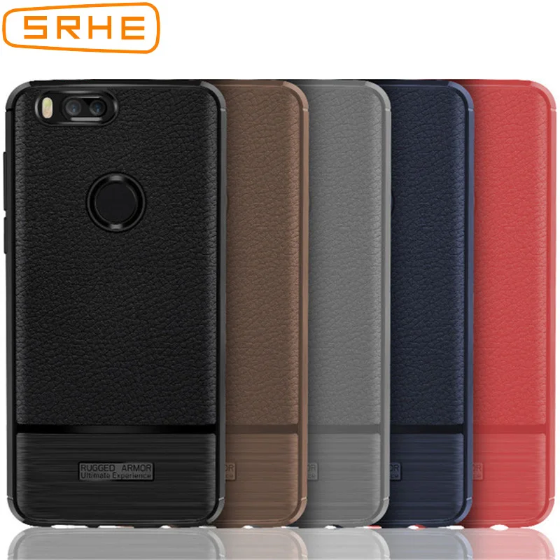 cheap SRHE For Xiaomi Mi A1 Case Cover For Xiaomi Mi 5X Litchi Texture Carbon Fiber Silicone Full Back Cover For Xiaomi Mi 6 Mi6 MiA1