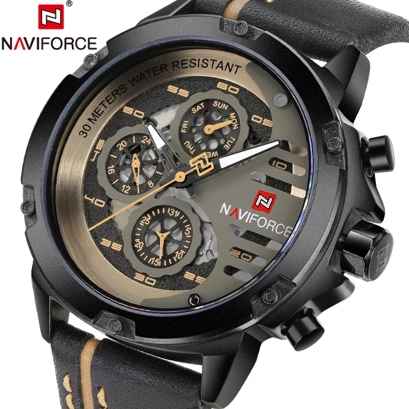 

NAVIFORCE Men Watch Sport Mens Watches Top Brand Luxury Military Army Business Genuine Leather Quartz Male Clock Zegarki Men